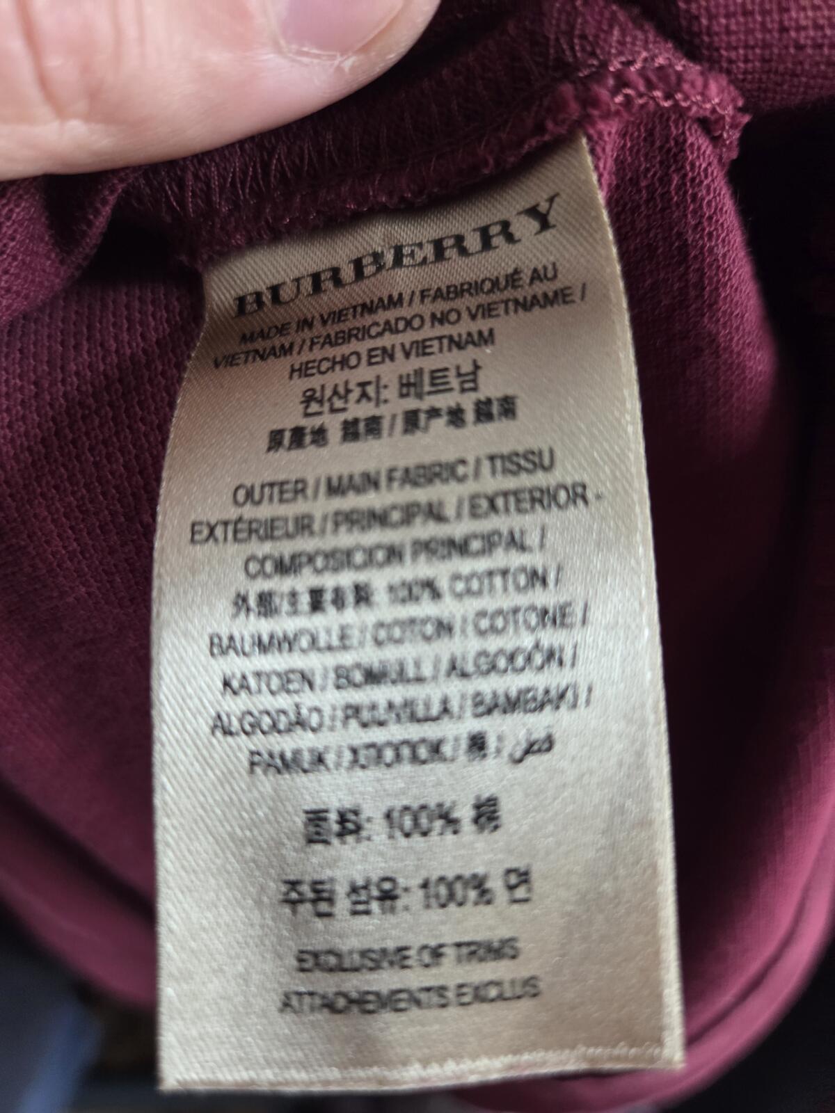 Burberry burgundy cotton polo shirt with embroidered logo Medium
