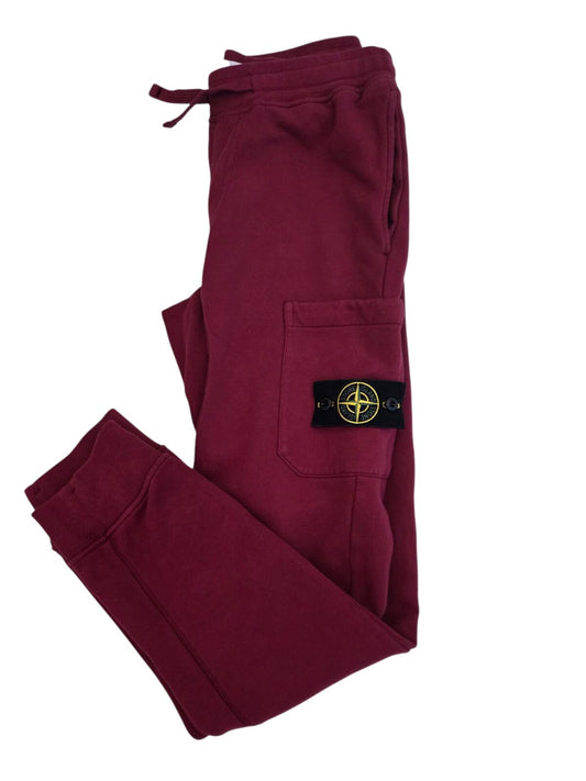 Stone Island Burgundy Cargo Pocket Joggers