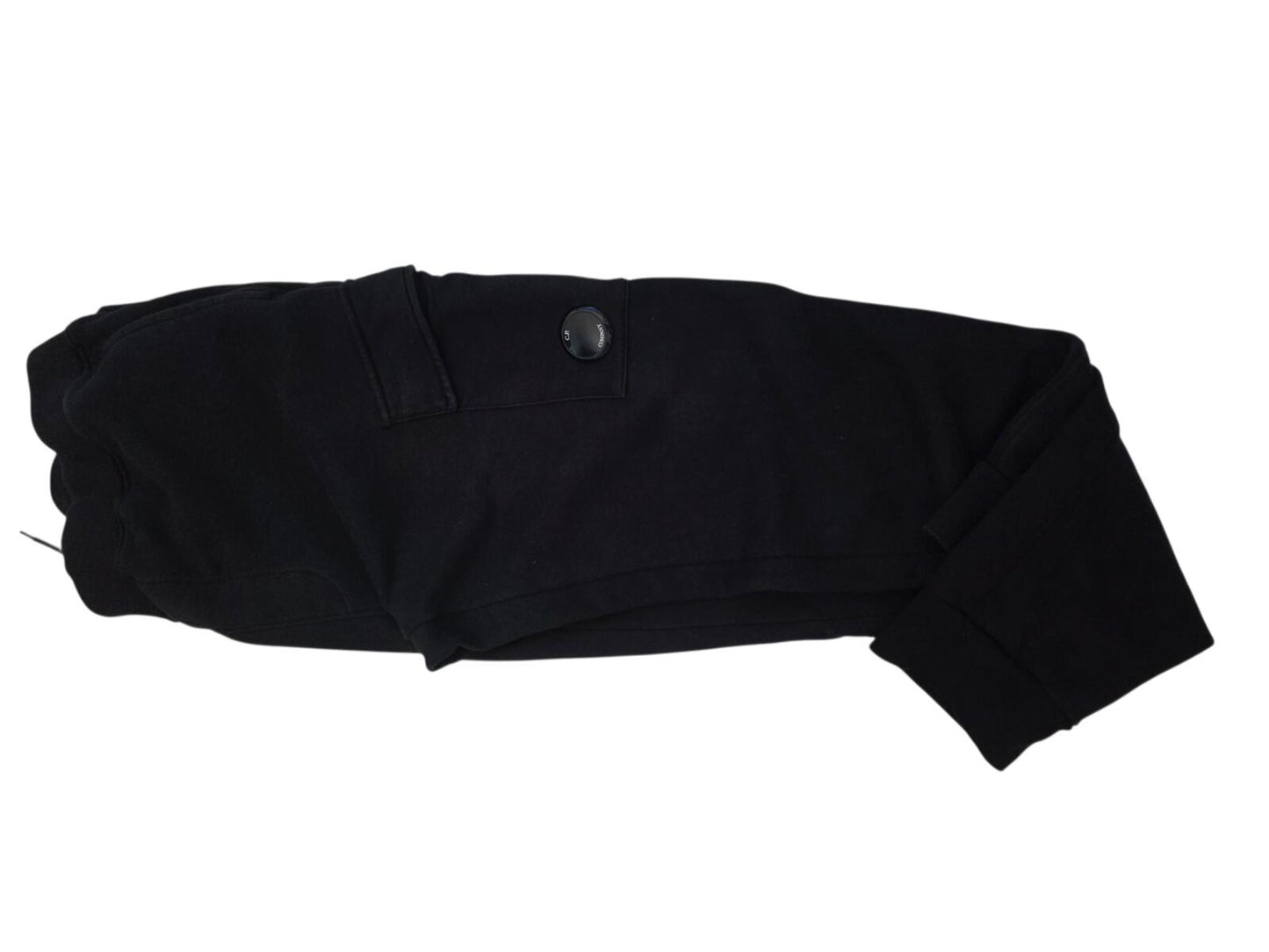Black CP Company Cargo Jogger Pants with Buttoned Pocket and Lens