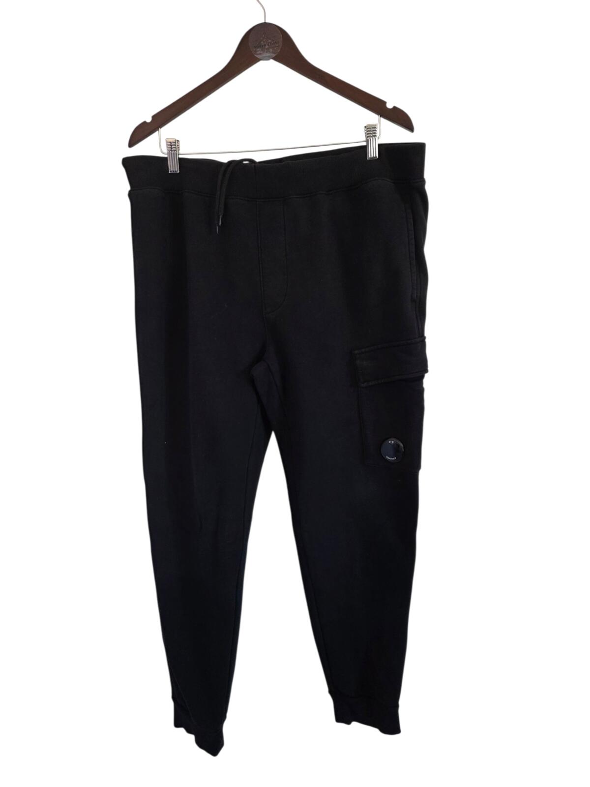Black CP Company Cargo Jogger Pants with Buttoned Pocket and Lens