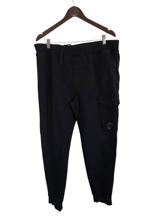 Black CP Company Cargo Jogger Pants with Buttoned Pocket and Lens