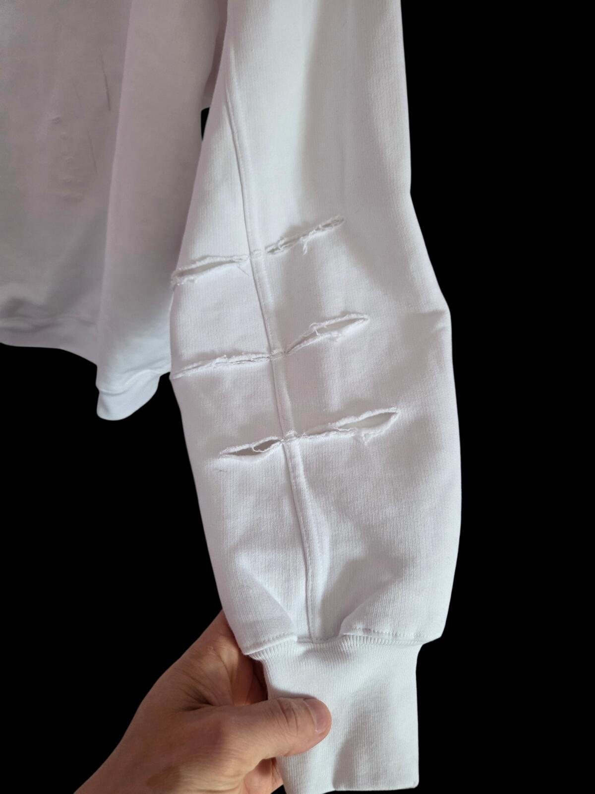 Balenciaga Destroyed White Hoodie with Black Logo (Medium oversized)