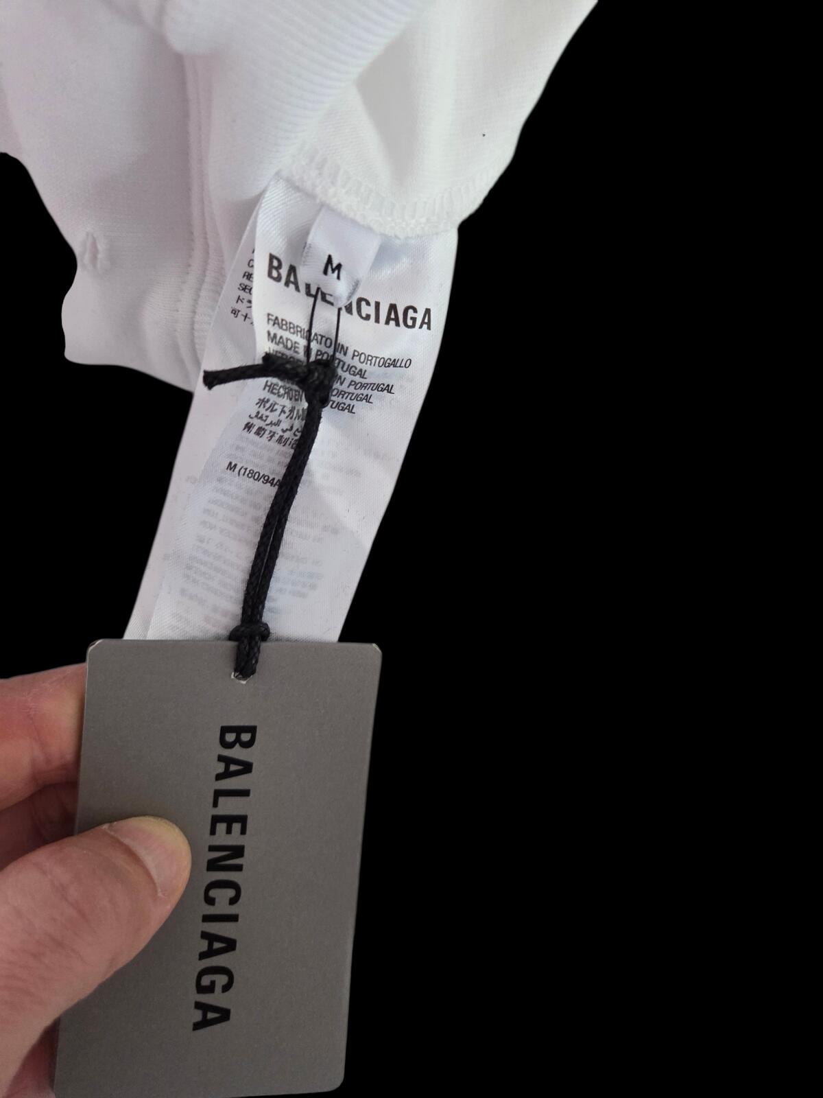 Balenciaga Destroyed White Hoodie with Black Logo (Medium oversized)
