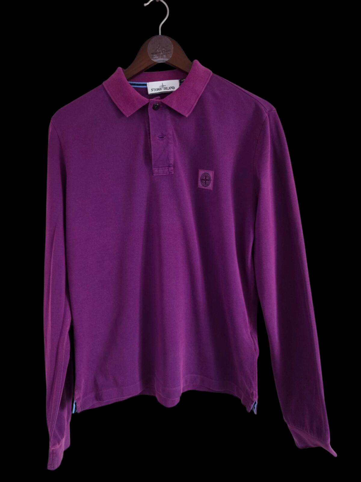 Stone Island Purple Long Sleeve Polo Shirt Medium Slim Fit