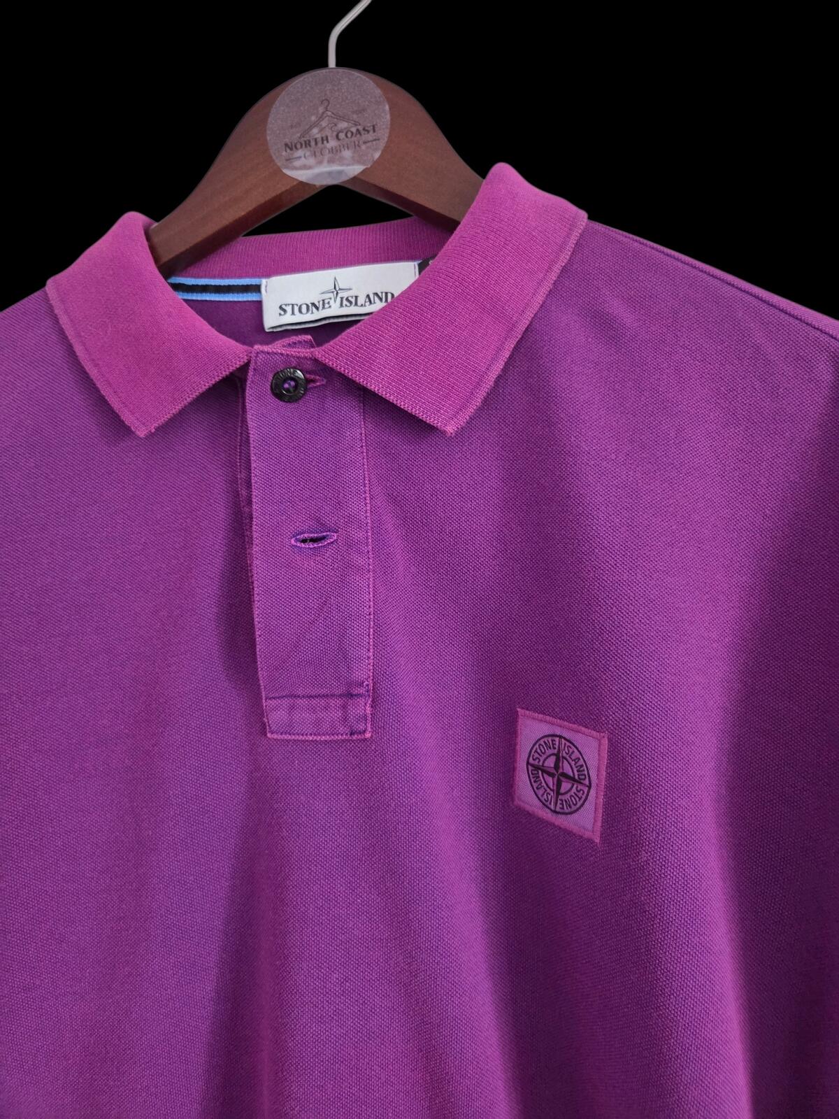 Stone Island Purple Long Sleeve Polo Shirt Medium Slim Fit