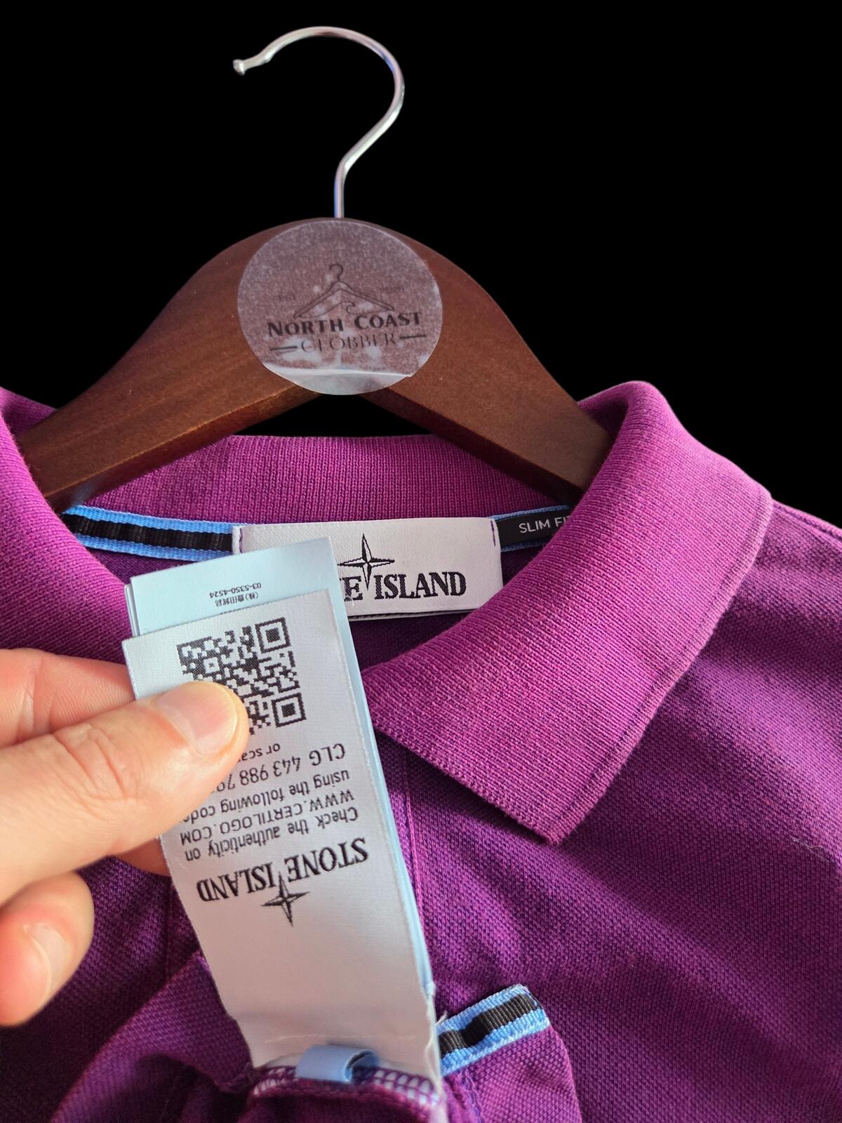 Stone Island Purple Long Sleeve Polo Shirt Medium Slim Fit