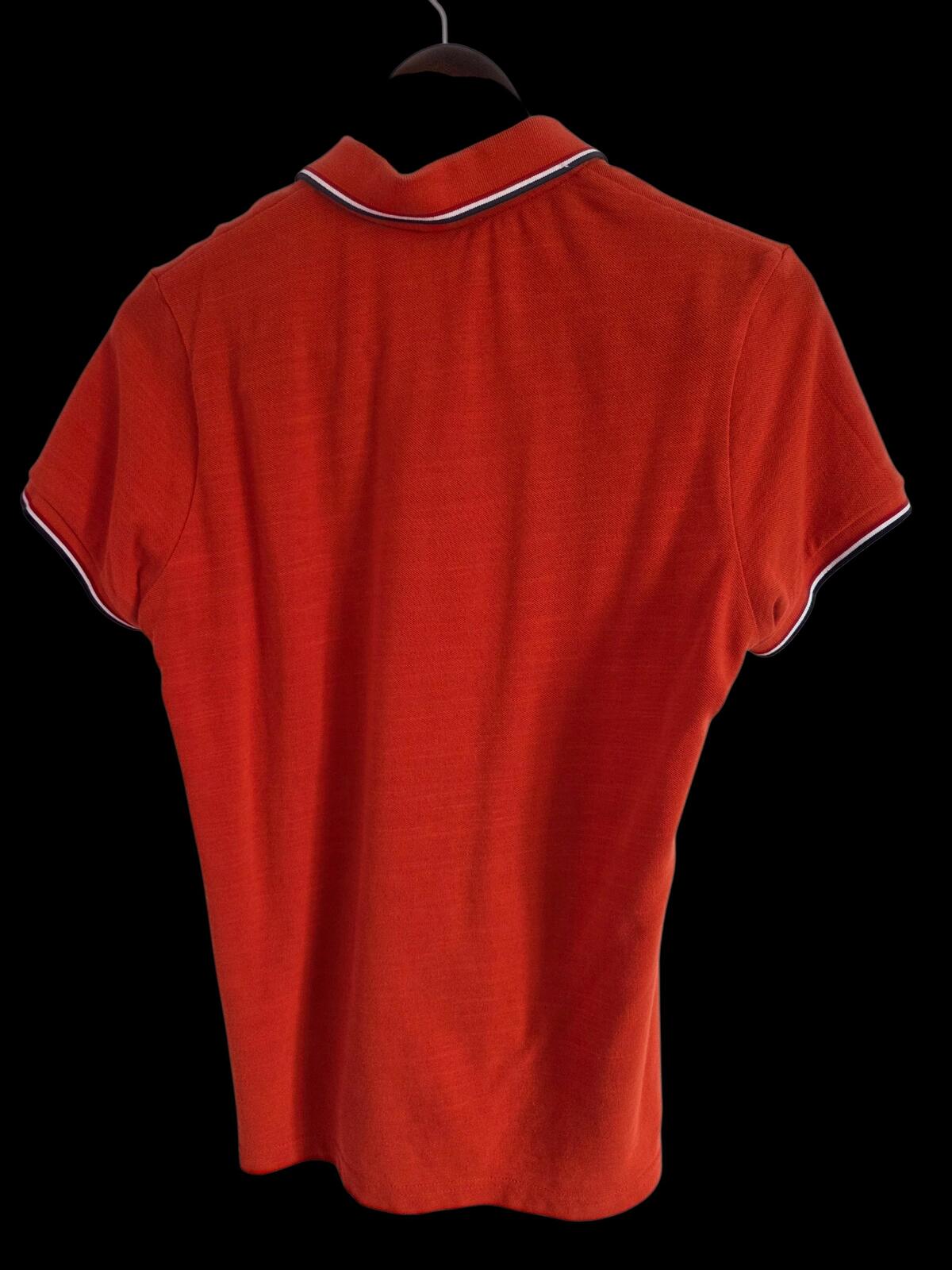 Moncler Orange Red Short Sleeve Polo Shirt Medium Slim Fit