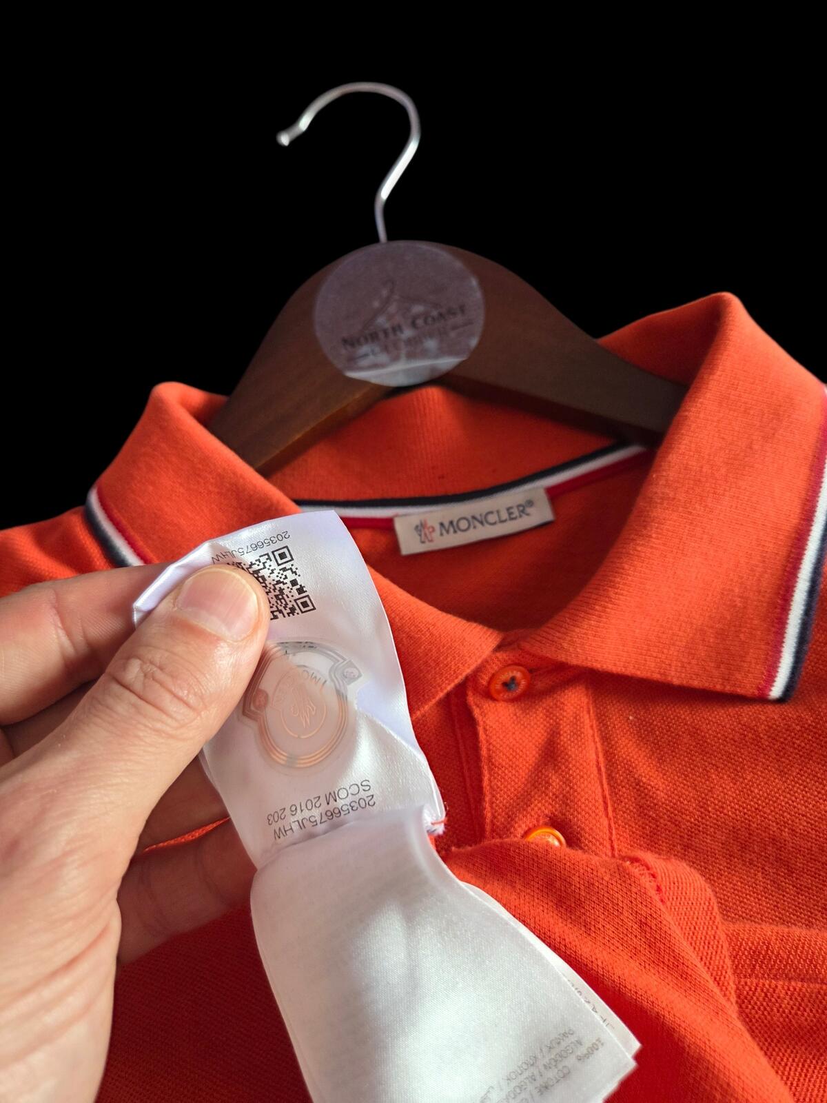 Moncler Orange Red Short Sleeve Polo Shirt Medium Slim Fit