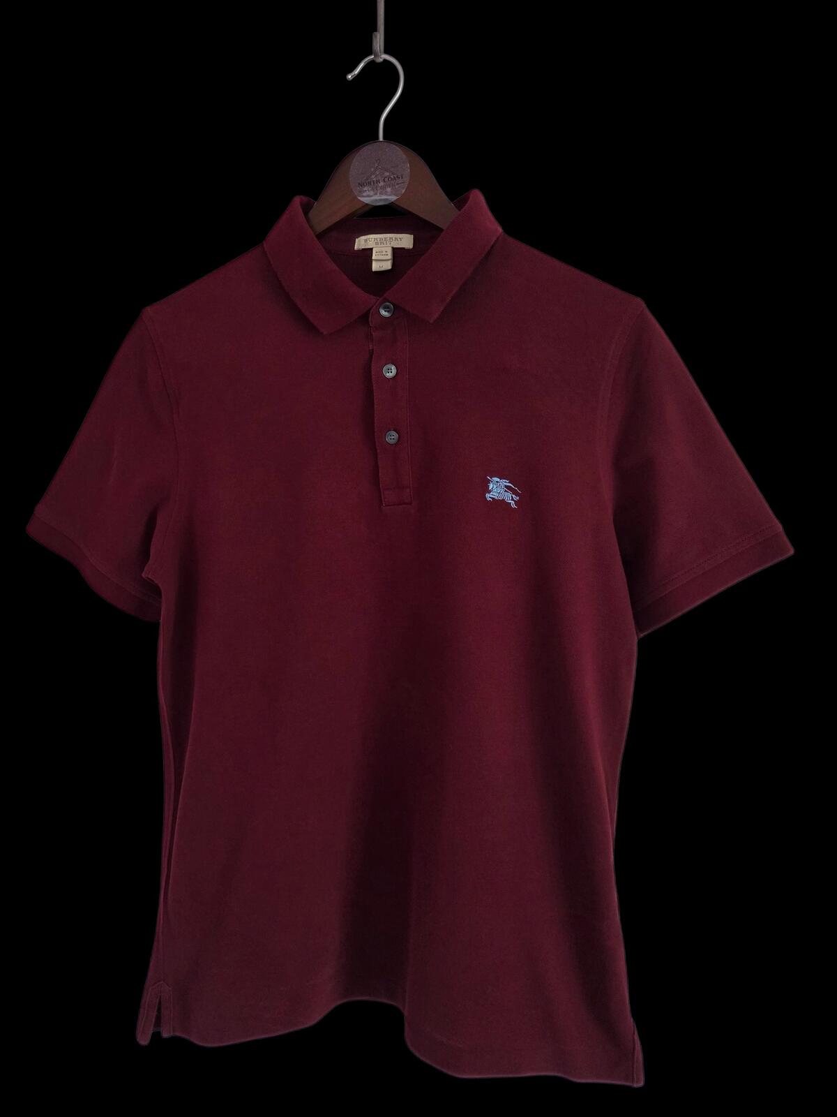 Burberry burgundy cotton polo shirt with embroidered logo Medium