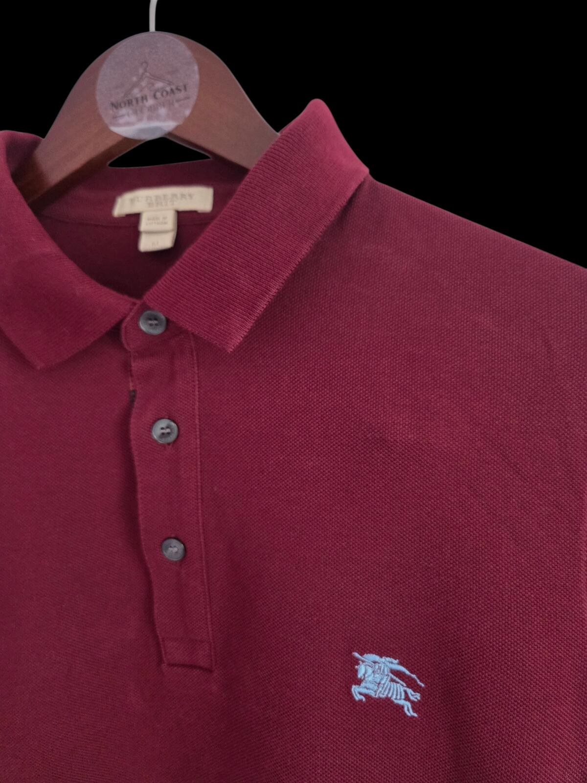 Burberry burgundy cotton polo shirt with embroidered logo Medium
