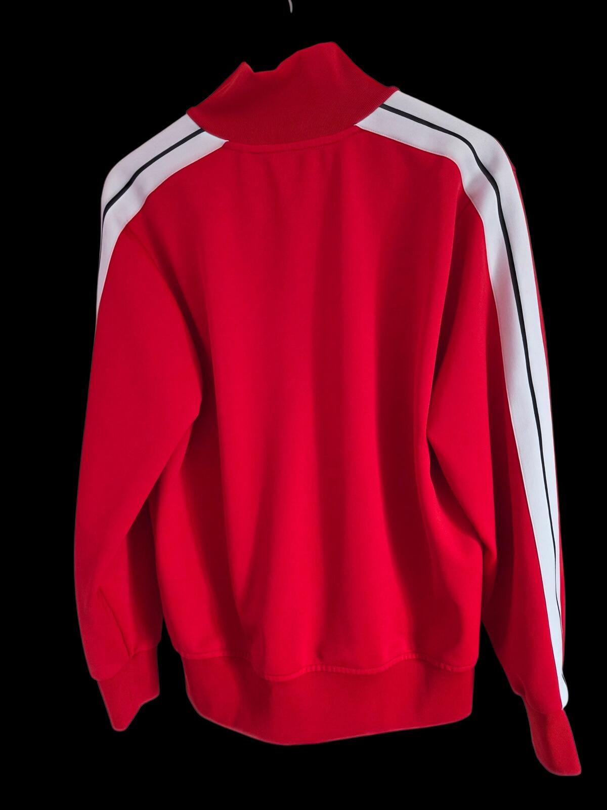 Palm Angels Red Zip-Up Track Jacket with White Stripe Detail Size L