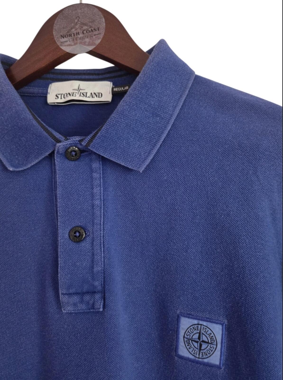 Stone Island Blue Long Sleeve Polo Shirt