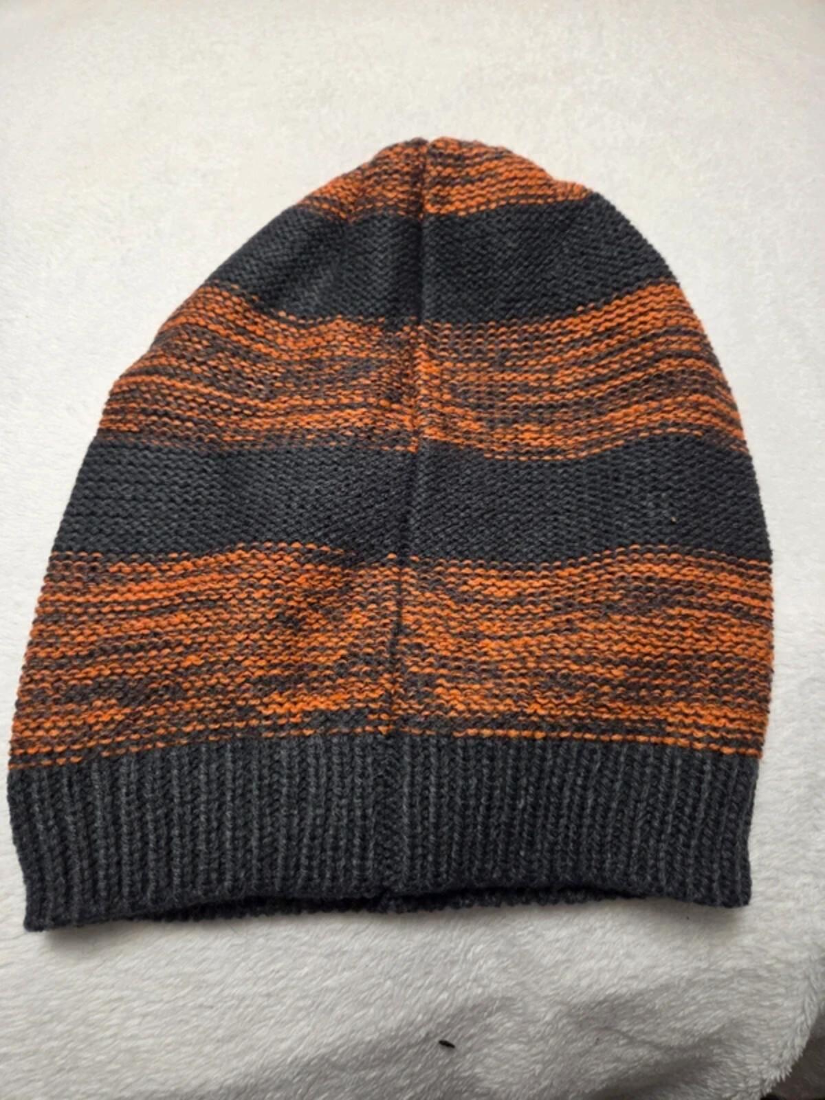 Dare 2B Striped Knit Beanie Hat Grey and Orange